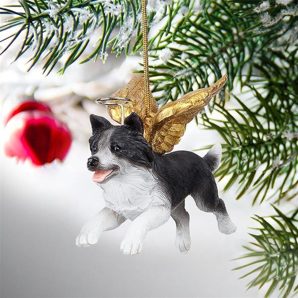Design Toscano Honor the Pooch: Border Collie Holiday Dog Angel Ornament Collection JH170715